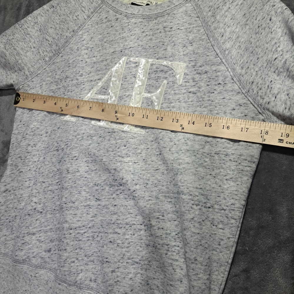 Abercrombie & Fitch Womens M Grey Marl AF Logo Stripe Sleeve Sweatshirt READ - Picture 5 of 8